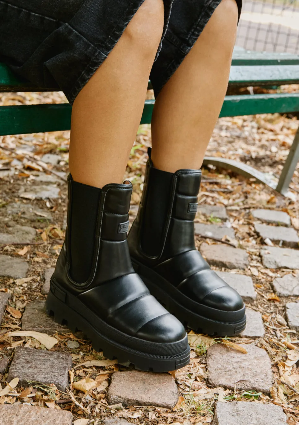 D.Franklin All Track Bomb Black|Damen Plattform-Stiefel|Lässige Stiefel