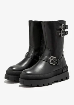D.Franklin All Track Moto Black|Damen Plattform-Stiefel|Lässige Stiefel