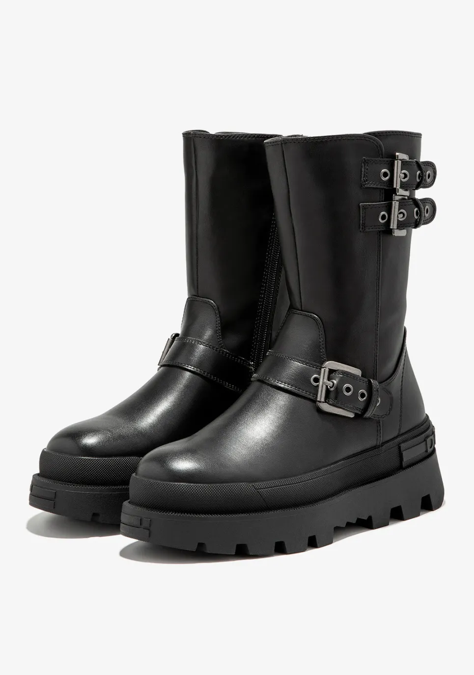 D.Franklin All Track Moto Black|Damen Plattform-Stiefel|Lässige Stiefel