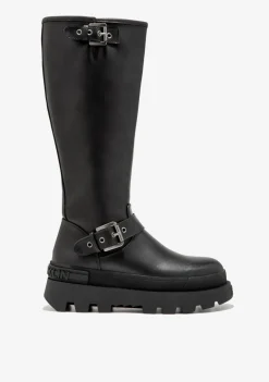 D.Franklin All Track Moto High Black|Damen Plattform-Stiefel|Lässige Stiefel