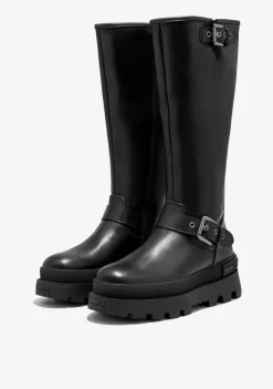 D.Franklin All Track Moto High Black|Damen Plattform-Stiefel|Lässige Stiefel