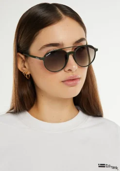 D.Franklin America Round Khaki / G15|Damen Pilotenbrillen|Runde Sonnenbrillen