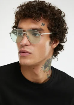 D.Franklin Aviator Legacy Silver / Green|Damen Pilotenbrillen|Pilotenbrillen