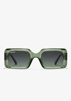 D.Franklin Bahamas Crystal Green / Smoke Green|Damen Eckige Sonnenbrillen|Polarisierte Sonnenbrillen