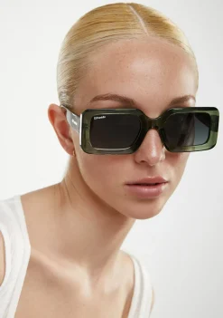 D.Franklin Bahamas Crystal Green / Smoke Green|Damen Eckige Sonnenbrillen|Polarisierte Sonnenbrillen