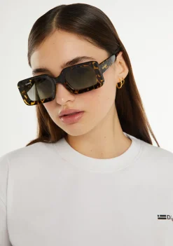 D.Franklin Bahamas Dark Grey / Grad Brown|Damen Polarisierte Sonnenbrillen|Eckige Sonnenbrillen