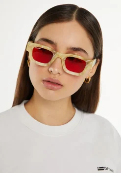 D.Franklin Bermuda White Stone / Red|Damen Polarisierte Sonnenbrillen|Polarisierte Sonnenbrillen