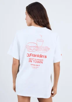 D.Franklin Best Burger T-Shirt White / Orange|Damen T-Shirts|T-Shirts