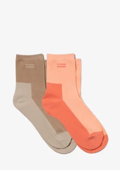 D.Franklin Color Block Socks 2 Pack Sand-Peach|Damen Socken