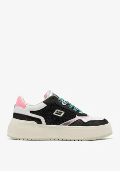 D.Franklin Court Basic Glitter Black|Damen Plattform-Sneakers|Sneakers
