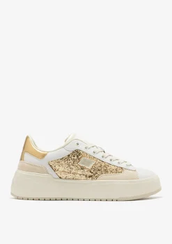 D.Franklin Court Basic Glitter Gold|Damen Plattform-Sneakers|Sneakers