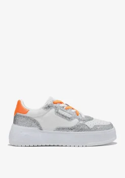 D.Franklin Court Basic Mesh Glitter Silver|Damen Plattform-Sneakers|Sneakers