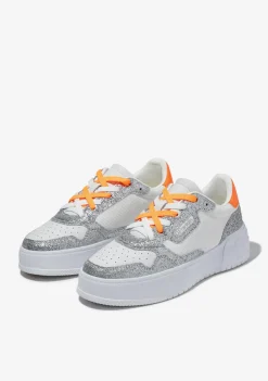 D.Franklin Court Basic Mesh Glitter Silver|Damen Plattform-Sneakers|Sneakers
