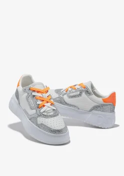 D.Franklin Court Basic Mesh Glitter Silver|Damen Plattform-Sneakers|Sneakers