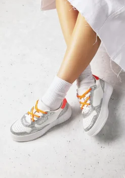 D.Franklin Court Basic Mesh Glitter Silver|Damen Plattform-Sneakers|Sneakers