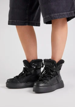 D.Franklin Court Bomb V2 Full Black|Damen Plattform-Stiefel|Stiefel