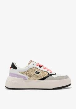 D.Franklin Court Flag Glitter Gold|Damen Plattform-Sneakers|Sneakers