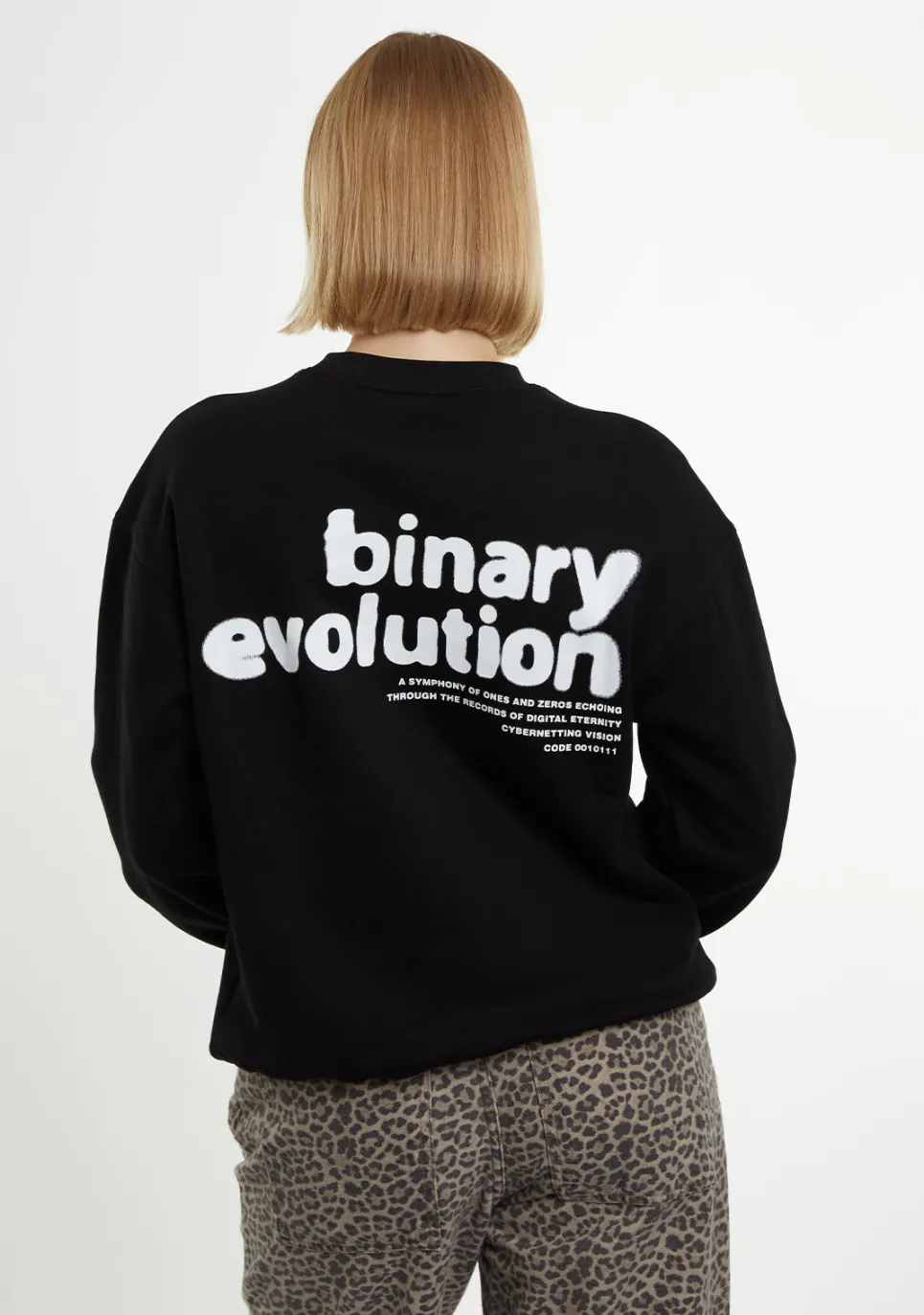 D.Franklin Crewneck Binary Oversize Sweatshirt Black|Damen Sweatshirts|Sweatshirts