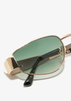 D.Franklin Cuprum Pilot Gold / Gradient Green|Damen Eckige Sonnenbrillen|Eckige Sonnenbrillen