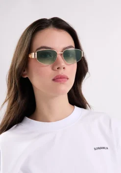 D.Franklin Cuprum Pilot Gold / Gradient Green|Damen Eckige Sonnenbrillen|Eckige Sonnenbrillen