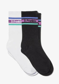 D.Franklin DF 3 Stripes Socks 2 Pack Pastel Black-White|Damen Socken