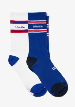 D.Franklin DF 6 Stripes Socks 2 Pack White-Blue|Herren Socken