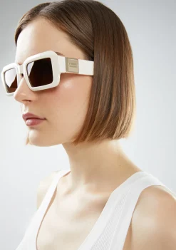 D.Franklin Emblem GEO White Ivory / Brown|Damen Polarisierte Sonnenbrillen