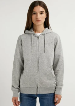 D.Franklin Embroidery Logo Zip Hoodie Grey|Damen Sweatshirts|Sweatshirts