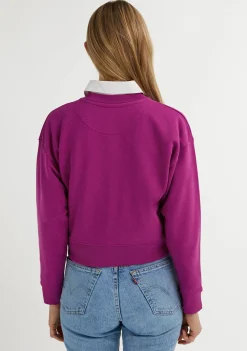 D.Franklin Embroidery Logo Cropped Crew Neck Sweatshirt / Orchid|Damen Sweatshirts