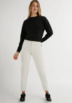 D.Franklin Embroidery Logo Cropped Crew Neck Sweatshirt / Black|Damen Sweatshirts