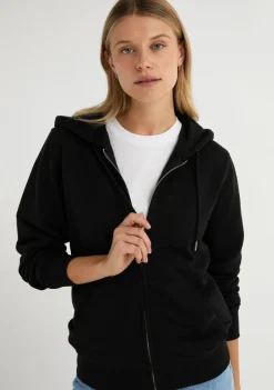 D.Franklin Embroidery Logo Zip Hoodie Black|Damen Sweatshirts|Sweatshirts