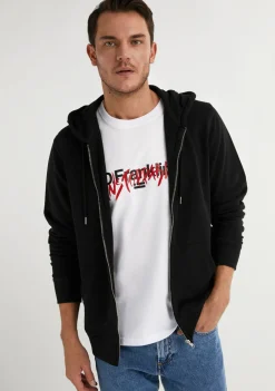 D.Franklin Embroidery Logo Zip Hoodie Black|Damen Sweatshirts|Sweatshirts