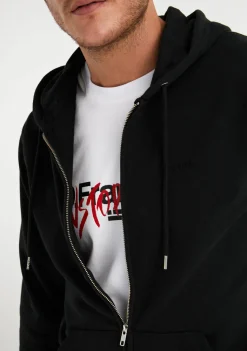 D.Franklin Embroidery Logo Zip Hoodie Black|Damen Sweatshirts|Sweatshirts