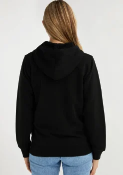 D.Franklin Embroidery Logo Zip Hoodie Black|Damen Sweatshirts|Sweatshirts