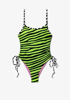D.Franklin Feroe One-Piece Zebra Lime|Damen Bikinis Und Einteiler