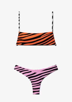 D.Franklin Fiji Top Zebra Orange + Fiji Bottom Zebra Pink Bikini|Damen Bikinis Und Einteiler
