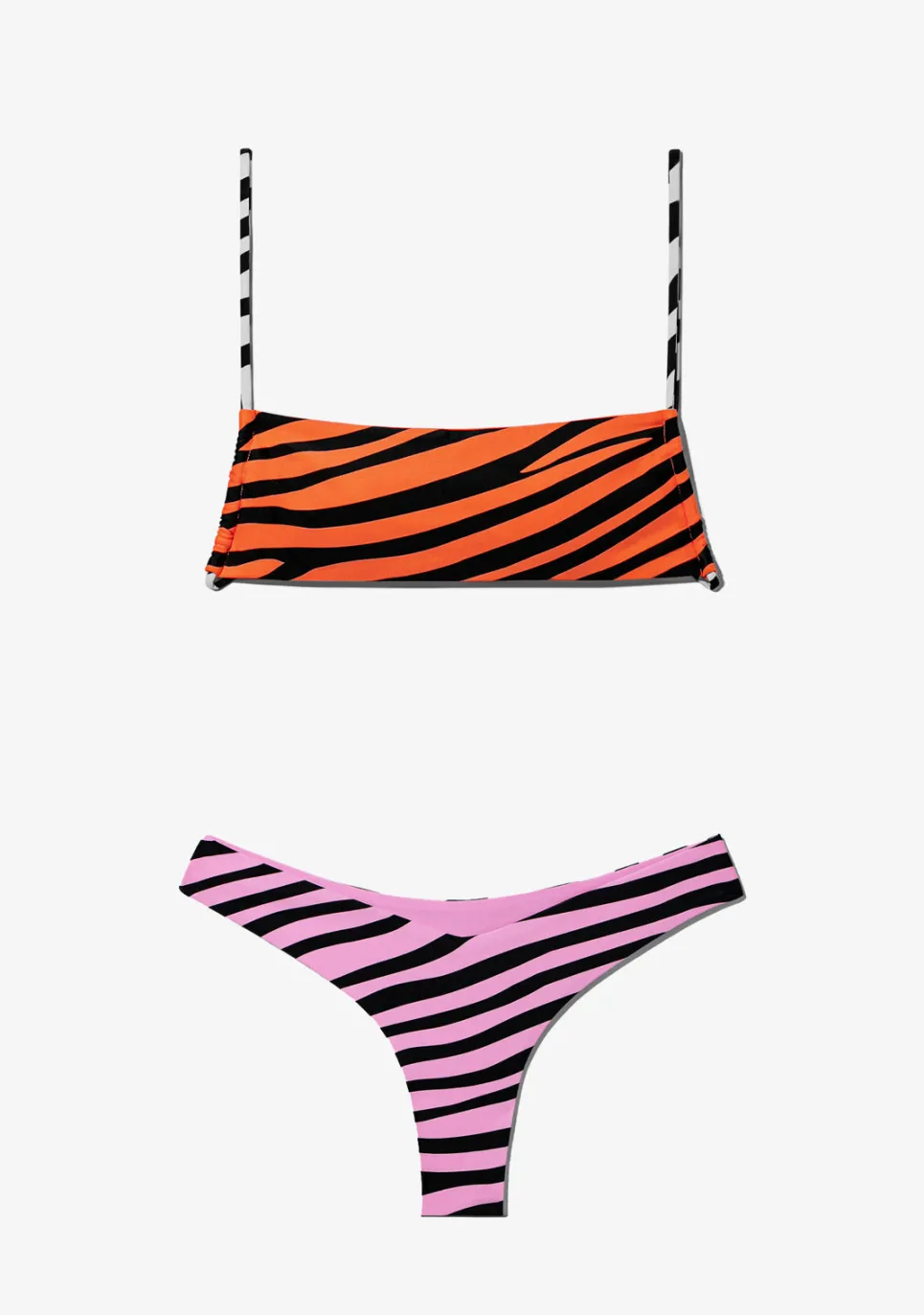 D.Franklin Fiji Top Zebra Orange + Fiji Bottom Zebra Pink Bikini|Damen Bikinis Und Einteiler