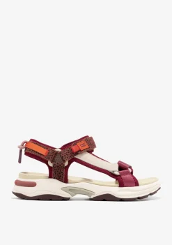 D.Franklin Flame Sandal Strips Burgundy|Damen Sandalen
