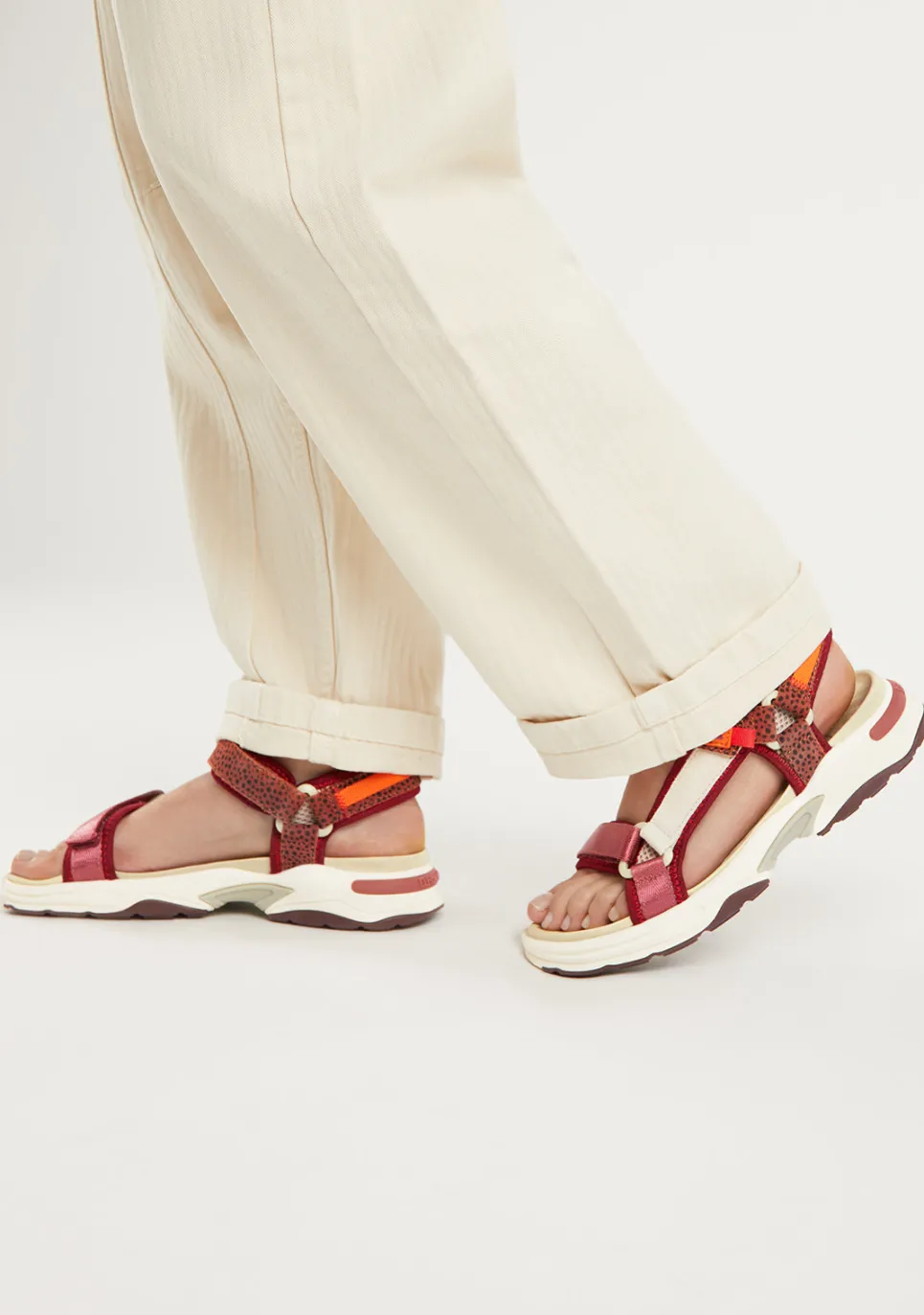 D.Franklin Flame Sandal Strips Burgundy|Damen Sandalen