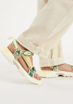 D.Franklin Flame Sandal Strips Green|Damen Sandalen