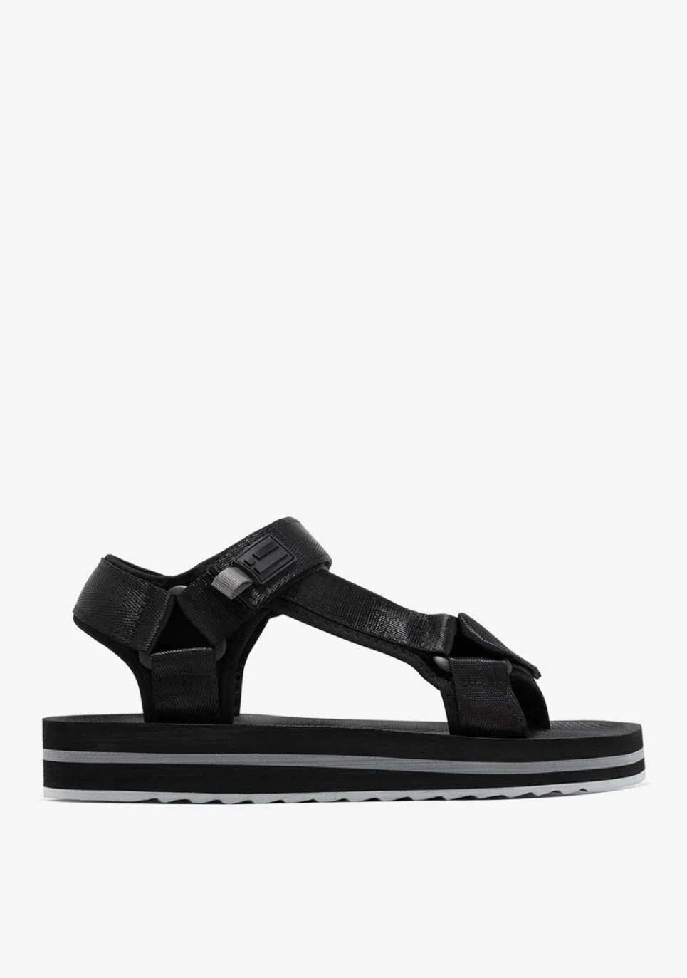 D.Franklin Forest High Strips Full Black|Damen Sandalen
