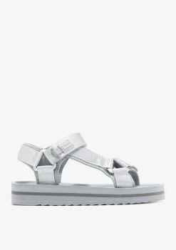 D.Franklin Forest High Strips Silver|Damen Sandalen