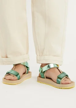 D.Franklin Forest Neo Strips Green|Damen Sandalen