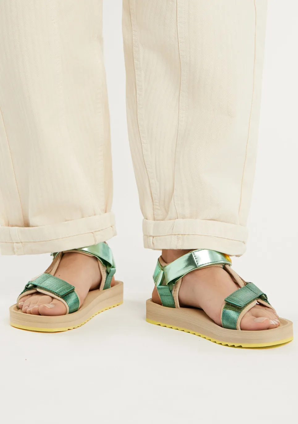 D.Franklin Forest Neo Strips Green|Damen Sandalen