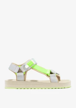 D.Franklin Forest Neo Strips Neon Lime|Damen Sandalen