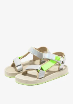 D.Franklin Forest Neo Strips Neon Lime|Damen Sandalen