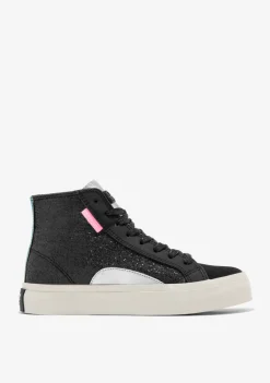 D.Franklin Half Moon High Glitter Black|Damen Sneakers