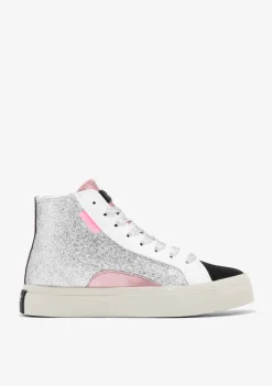 D.Franklin Half Moon High Glitter Silver|Damen Sneakers