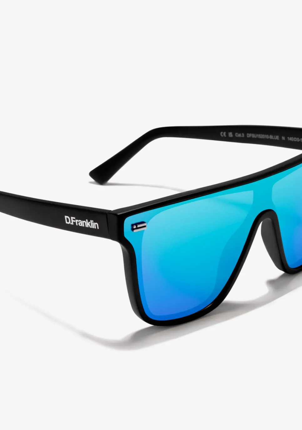 D.Franklin Infinity Matt Black / Blue Revo|Damen Eckige Sonnenbrillen|Eckige Sonnenbrillen