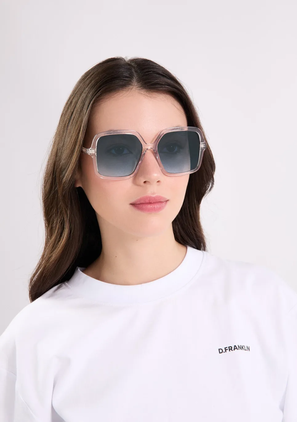 D.Franklin Margot Transparent / Gradient Blue|Damen Eckige Sonnenbrillen